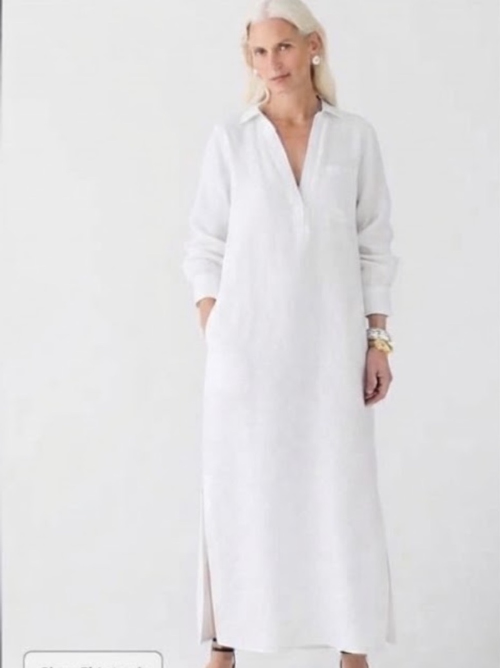 NWT J. Crew Bungalow maxi popover dress white Linen tunic maxi Dress